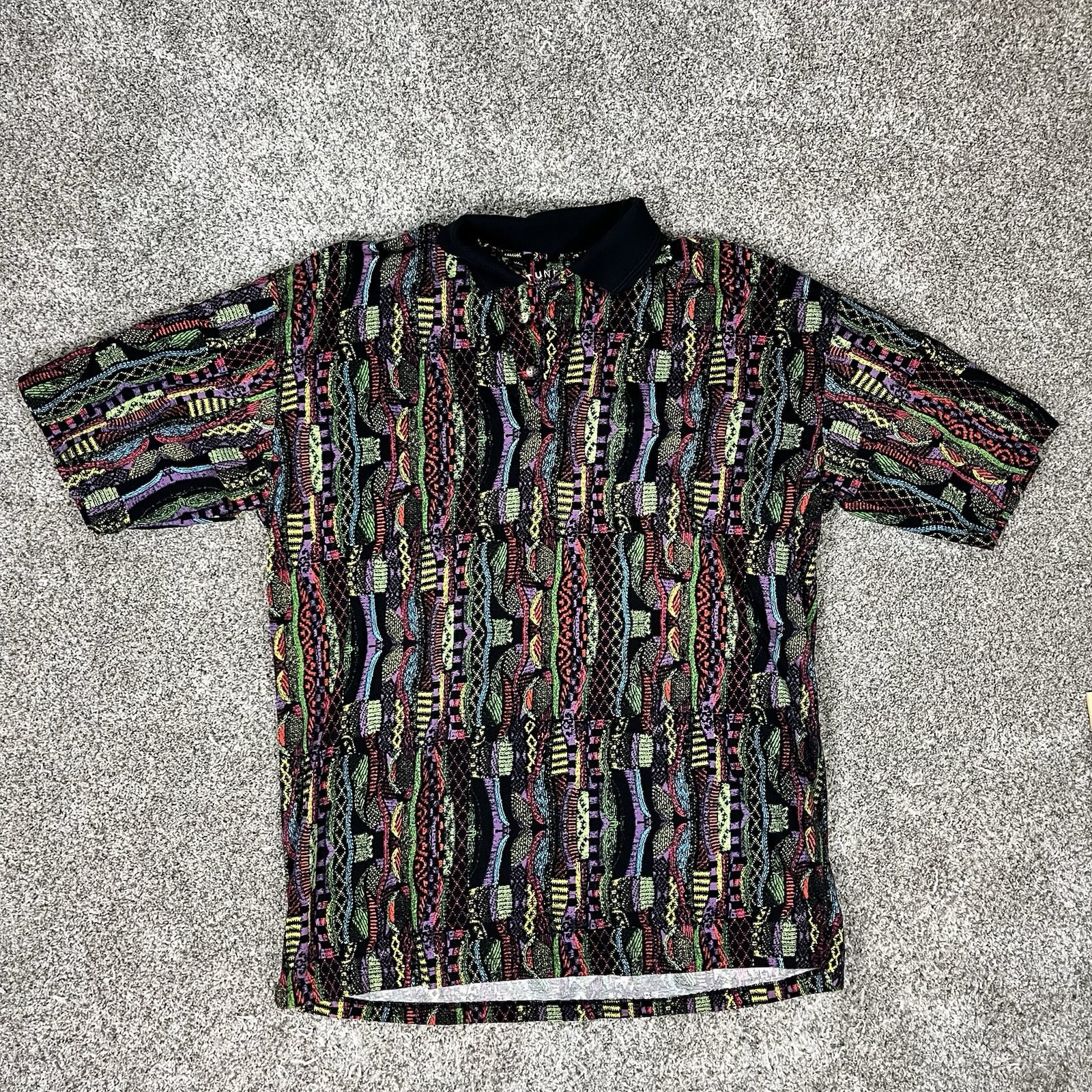 Vintage Coogi Style Design Tundra Polo Collared Button Up Size XL Multicolored