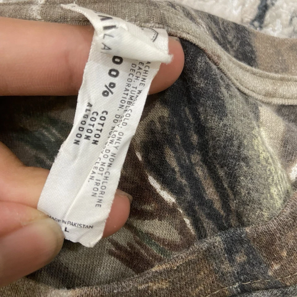 Camiseta Y2K Realtree Camuflada Calavera Vikings Creek Brotherhood Para Hombres Talla Grande L/S Foto 4 de 4