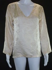 VTG Carole Little St. Tropez West Silk Jacquard Long Sleeve Blouse Neiman SZ 4