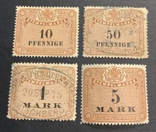 Germany Saxony Revenue Stamps (4) (1875-1877)