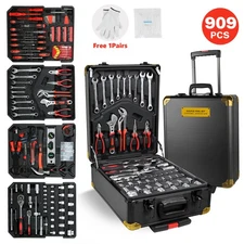 909 PCS Tool Set Mechanics Tool Kit Wrenches Socket Repair Tool Case w/wheels