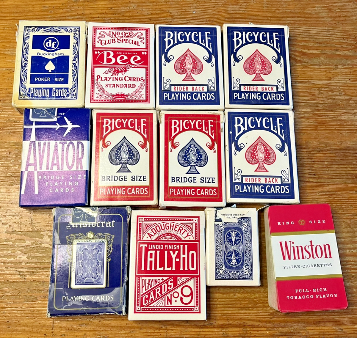 Playing Cards Deck Lot 12 Decks Bicycle Tally-Ho Aviator