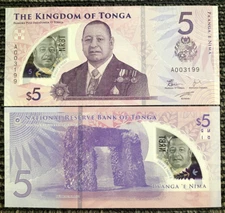 Kingdom Of Tonga 5 Pa'anga 2023-2024 Polymer Banknote World Paper Money UNC