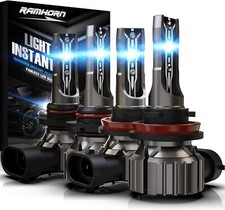 Ramhorn H11/H8/H9  9005/HB3 LED Light Bulbs 4-Pack 120W 24000LM 6500K White