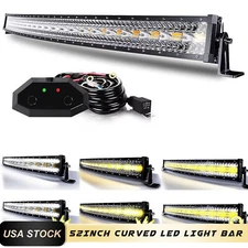 52INCH Curved LED Light Bar Wiring Harness Driving Fit Wrangler JK YJ TJ CJ LJ