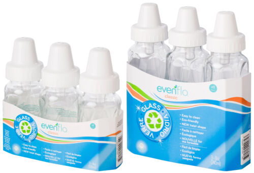 3 Pk Evenflo 4 oz or 8 oz Twist Classic Real Glass Baby Bottles BPA Free 937500 - Picture 1 of 3