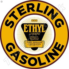 Sterling Gasoline Round Metal Sign 2 Sizes To Choose From
