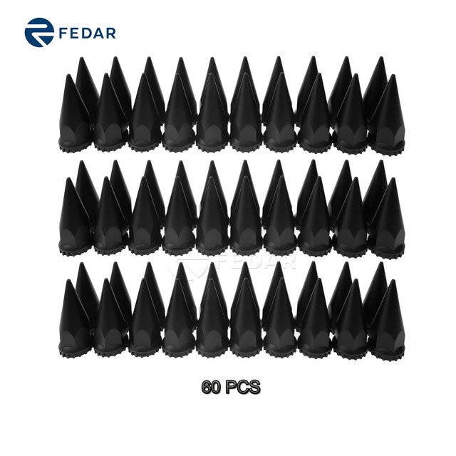 33mm Lug Nut Covers Black Screw On Style Plastic Spike Style with