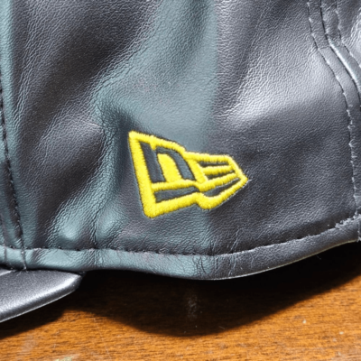 New Era Golden State Warriors Leather Hat Cap Black Yellow 59FIFTY 7 1/8 Curry Curry Golden State Warriors New Era 59Fifty Faux Leather  main image 3