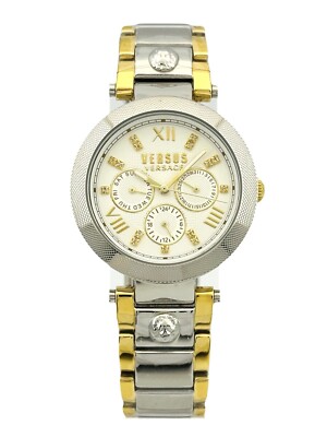 Versus by Versace SCA020016 Ladies Silver Stone Dial Two-Tone Stainless Steel