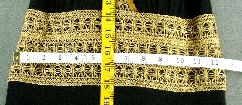 Vestido Phoebe Couture para mujer 8 negro crepé dorado bordado cuello en V halter midi Foto 4 de 4