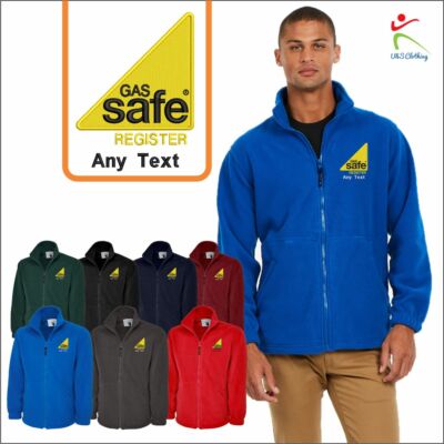 Personalised Embroidered Gas Safe Unisex Mens Workwear Fleece Jacket Staff Work