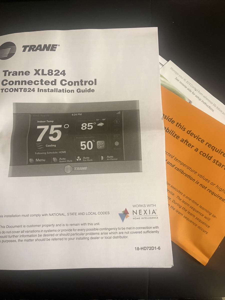 Trane XL824 INSTALLATION GUIDE ONLY Control Programmable Wi-Fi