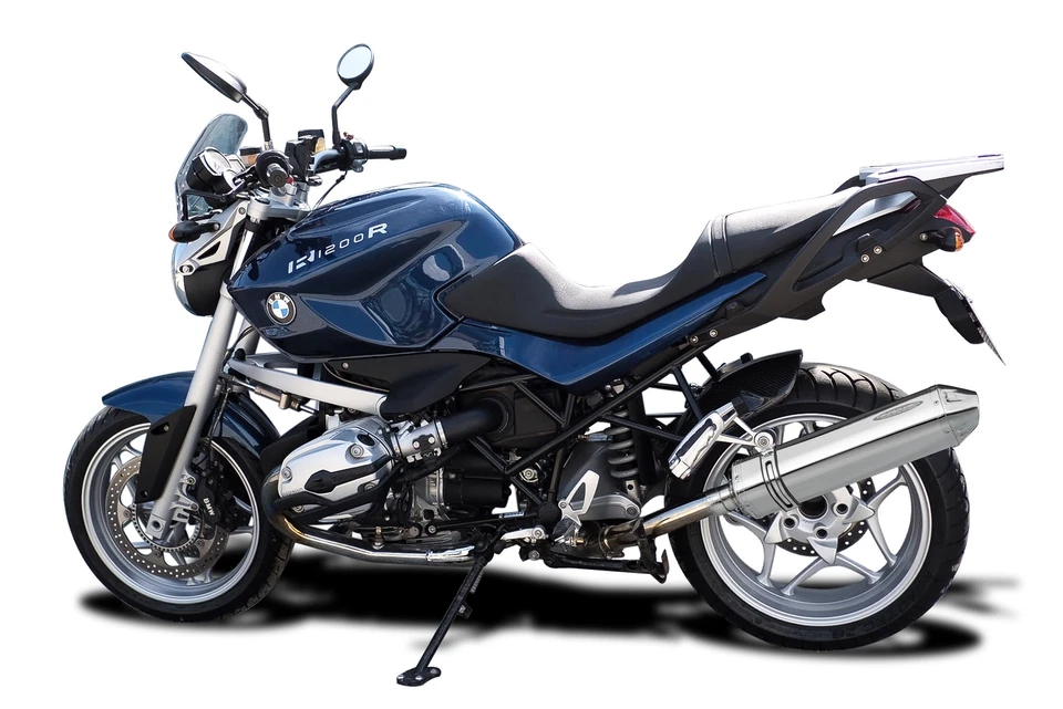 BMW R1200R R1200RT 2006-2009 Slip On 17" Tri-Oval Stainless Exhaust Muffler Kit - Image 3 of 4