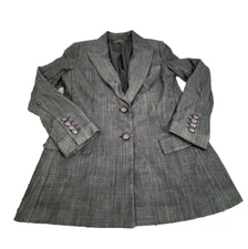 Lafayette 148 Womens Navy Blue Blazer Wool Size 6 Button Up