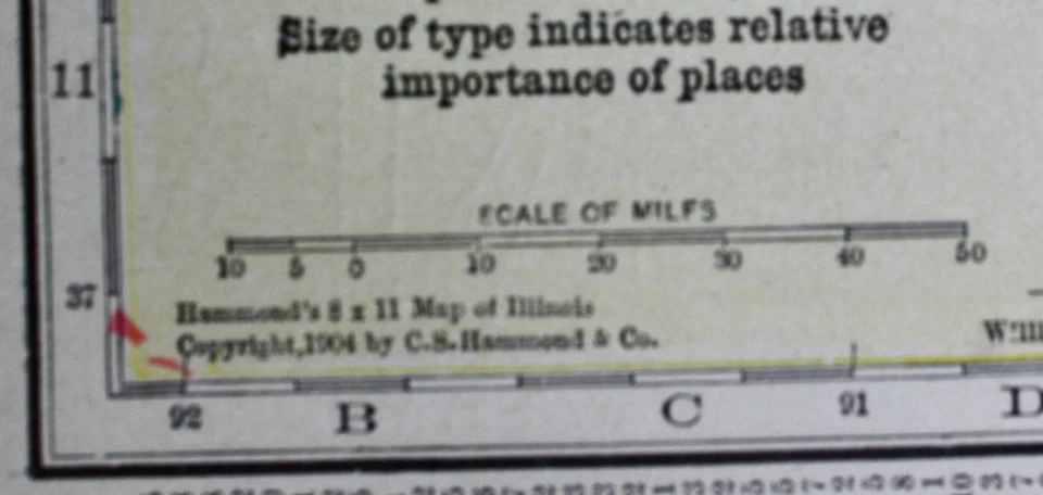 OLD ANTIQUE 1904 ILLINOIS / WISCONSIN MAP COLOR CHROMOLITHOGRAPH PRINT - Image 3 of 4