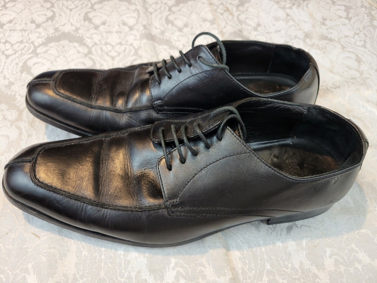 Hugo Boss Vero Cuoio Mens Black Leather Dress Shoes Oxfords Size