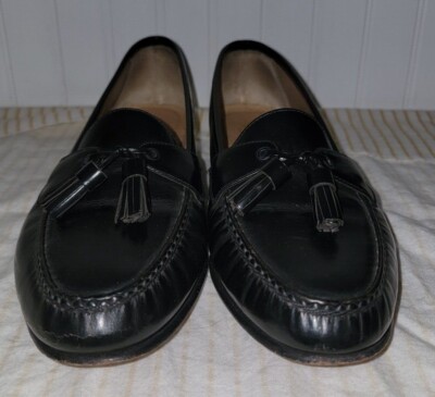 Stafford Black Leather Tassel Slip-On Loafers, 11D Stafford Men main image 4