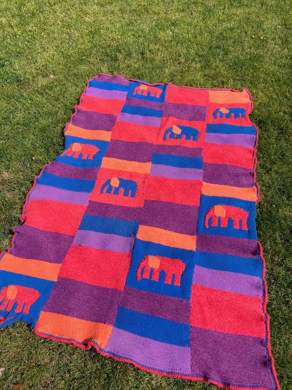 Afgan/Blanket/Throw Handmade - Elephant