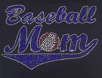 Rhinestone Baseball Mom In Blue Iron-on Transfer, Tanktops, 9.5x6 Inches Rhinestone Baseball Mom In Blue Iron-on Transfer, Tanktops, 9.5x6 Inches
