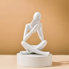 Style-B White Creative Abstract Thinker Bookend for Home Aesthetic Study and ...