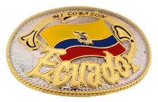 Ecuador Flag Belt Buckle Ecuadorians Men Women Gift Gold Silver Metal Western