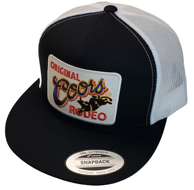 Orig. Coors Rodeo Patch Trucker Hat Yupoong/YP Classic 6006 Snapback Black/White