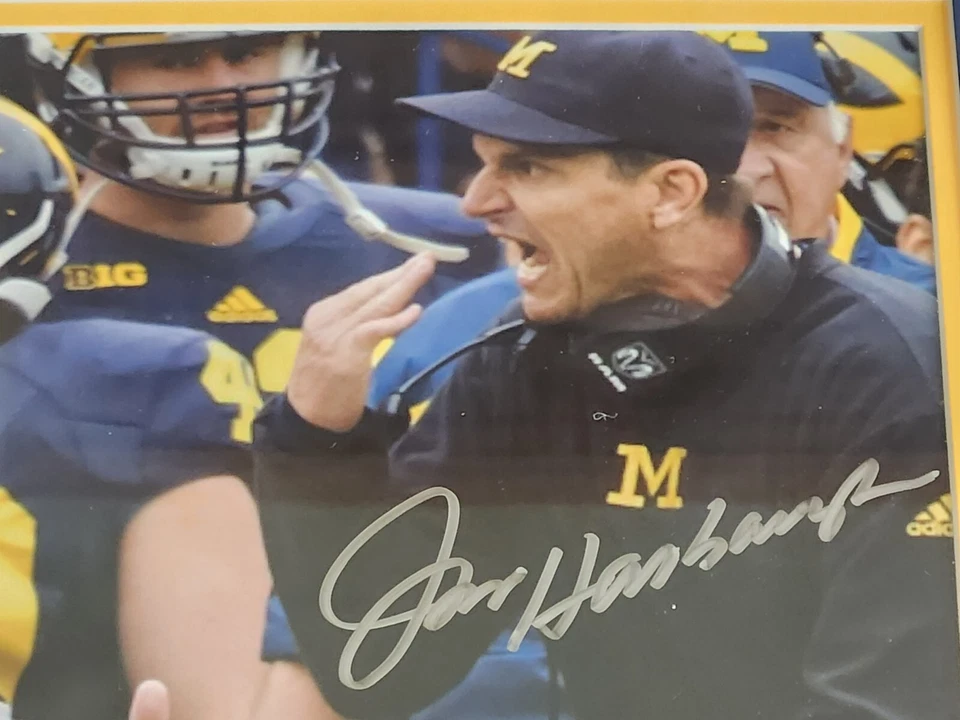 Michigan Wolverines Jim Harbaugh Autographed 8x10 Photo Within Frame PSA/DNA COA - Image 3 of 4