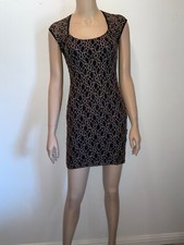 Vtg. Fredericks of Hollywood USA Black Allover Stretch Lace Mini Dress Sz. M