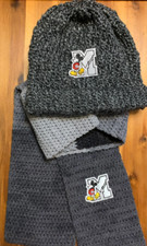 Disney Mickey Mouse M patch gray hat and multiple gray colors scarf Handmade