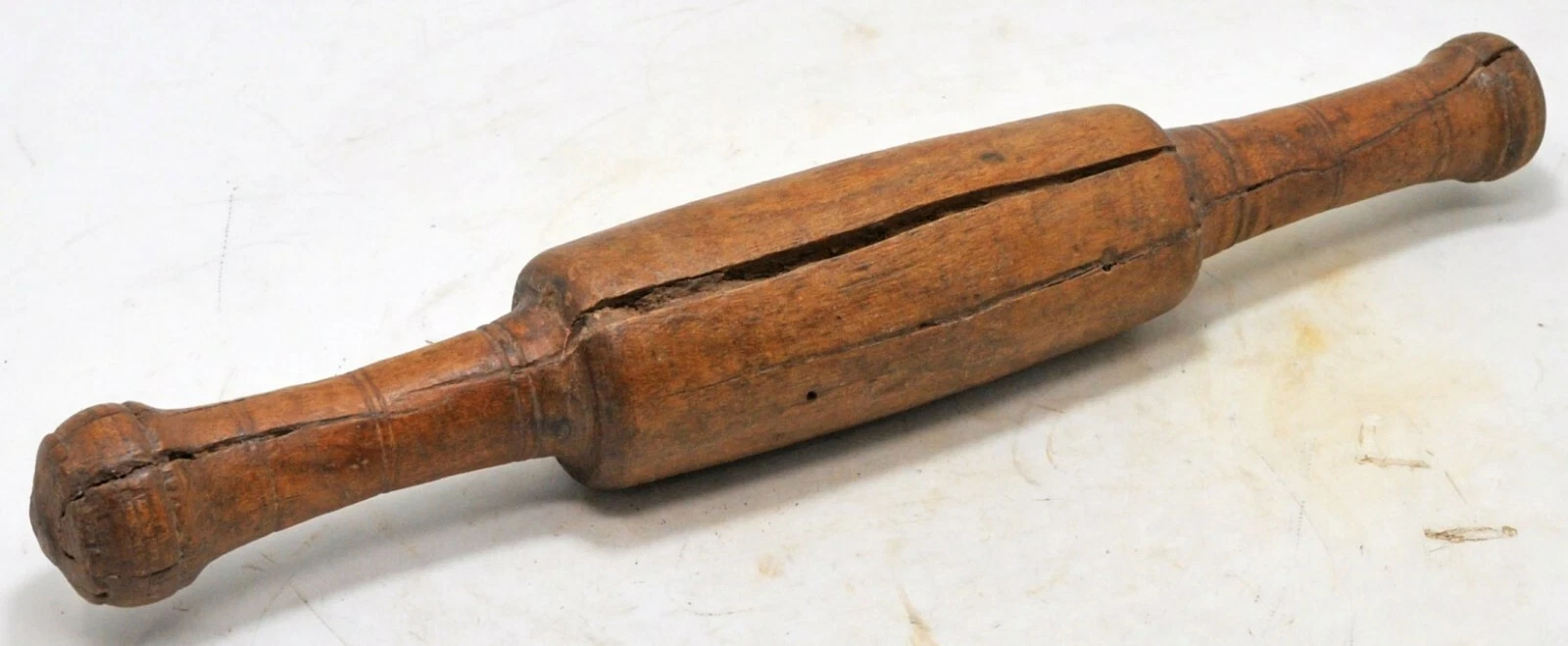 Antique Wooden Kitchenware Chapati Bread Rolling Pin Original Old Hand Carved Bi