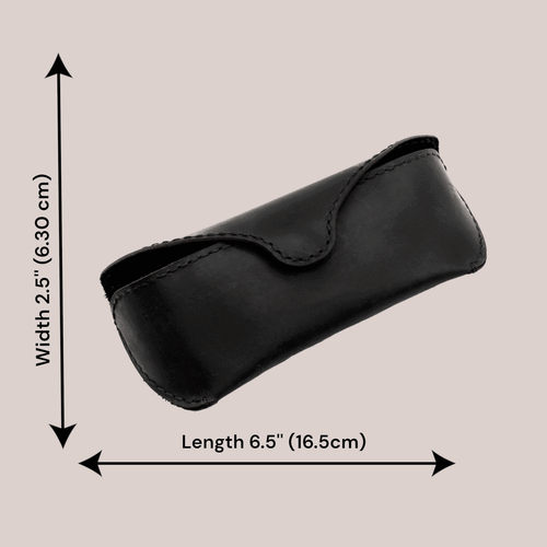 Estuche para gafas y gafas de sol de cuero genuino negro con cierre magnético a presión - Imagen 3 de 5
