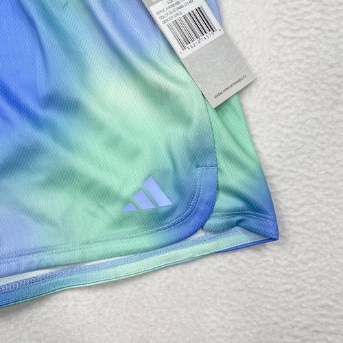 Adidas Youth Girls Athletic Shorts Size XL Green Blue AH4405 Performance Knit - Picture 3 of 9
