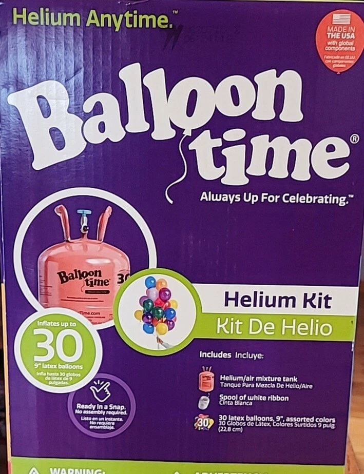 Balloon Time 12in Jumbo Helium Tank Kit, Includes 50