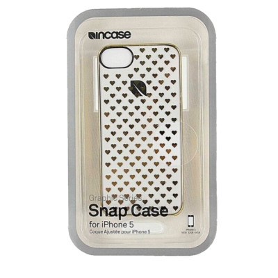 Incase Case Gold White Graphic Hearts Hard Snap Case for iPhone 5