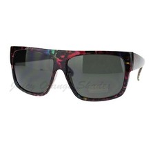 Unisex Square Flat Top Sunglasses Bold Macho Fashion Shades