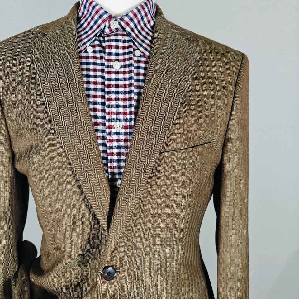 Hugo Boss Men's Sport Coat Blazer Two Button Herringbone Wool PASOLINI US 40L - Image 3 of 4