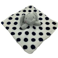 INF Elephant Polka Dot Navy Blue White Gray Security Baby Blanket Lovey