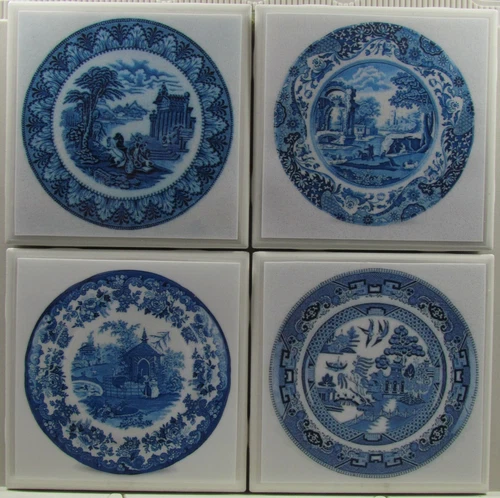 Ceramic Tile Coaster - Blue Willow - Set of 4  (Buy 2 Sets - Get 1 Set Free) 1 A