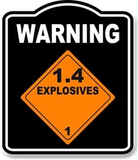 Warning_Explosives_1.4_orange_safty_osha_danger_black Aluminum Composite Sign