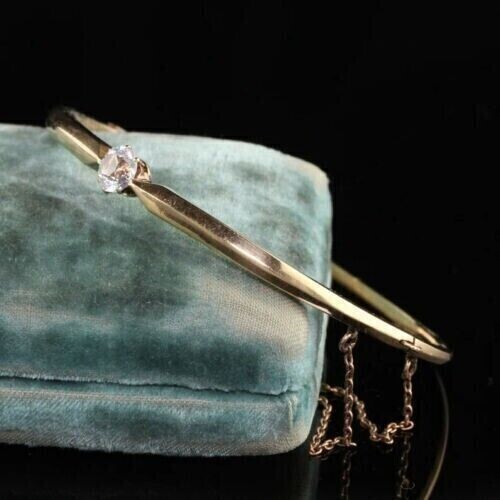2.00 Ct Round Cut Moissanite Women's Bangle Bracelet In 14K Yellow Gold Plated - Picture 3 of 4