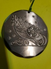 Vtg 1987 Wendell August Aluminum Christmas Ornament w/ papers 1st RARE