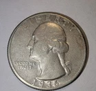 1936 Washington Silver Quarter Coin