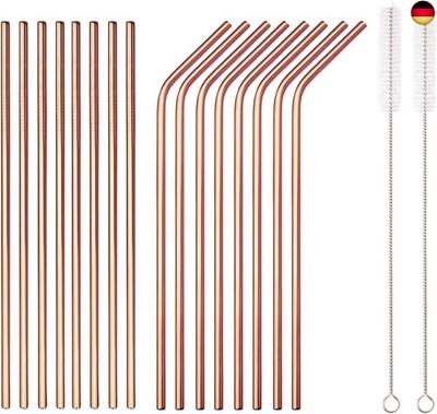 Homquen Pack of 18 Straws (Black/Copper/Gold/Multicoloured/Silver)