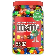 M Ms Peanut Butter Candy 55 oz Jar Chocolate Candies Tub Bulk 3.43LB FREE SHIP 