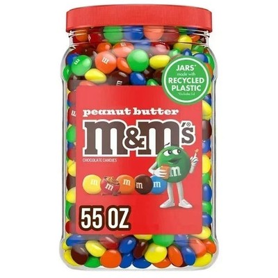 M&Ms Peanut Butter Candy 55 oz Jar Chocolate Candies Tub Bulk 3.43LB(FREE SHIP)