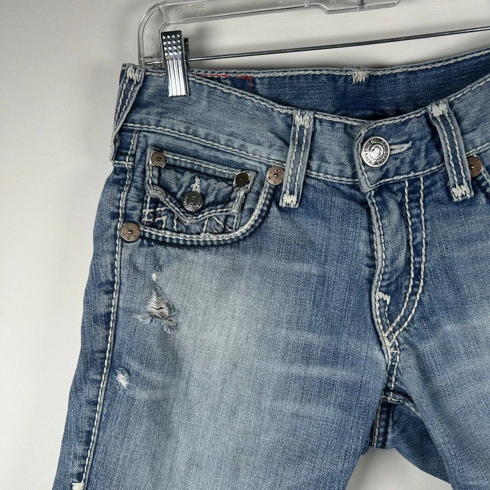 Pantalones Cortos True Religion Para Hombre Talla 30 Azul Denim Corte Billy Giant Big T Jorts Foto 4 de 4