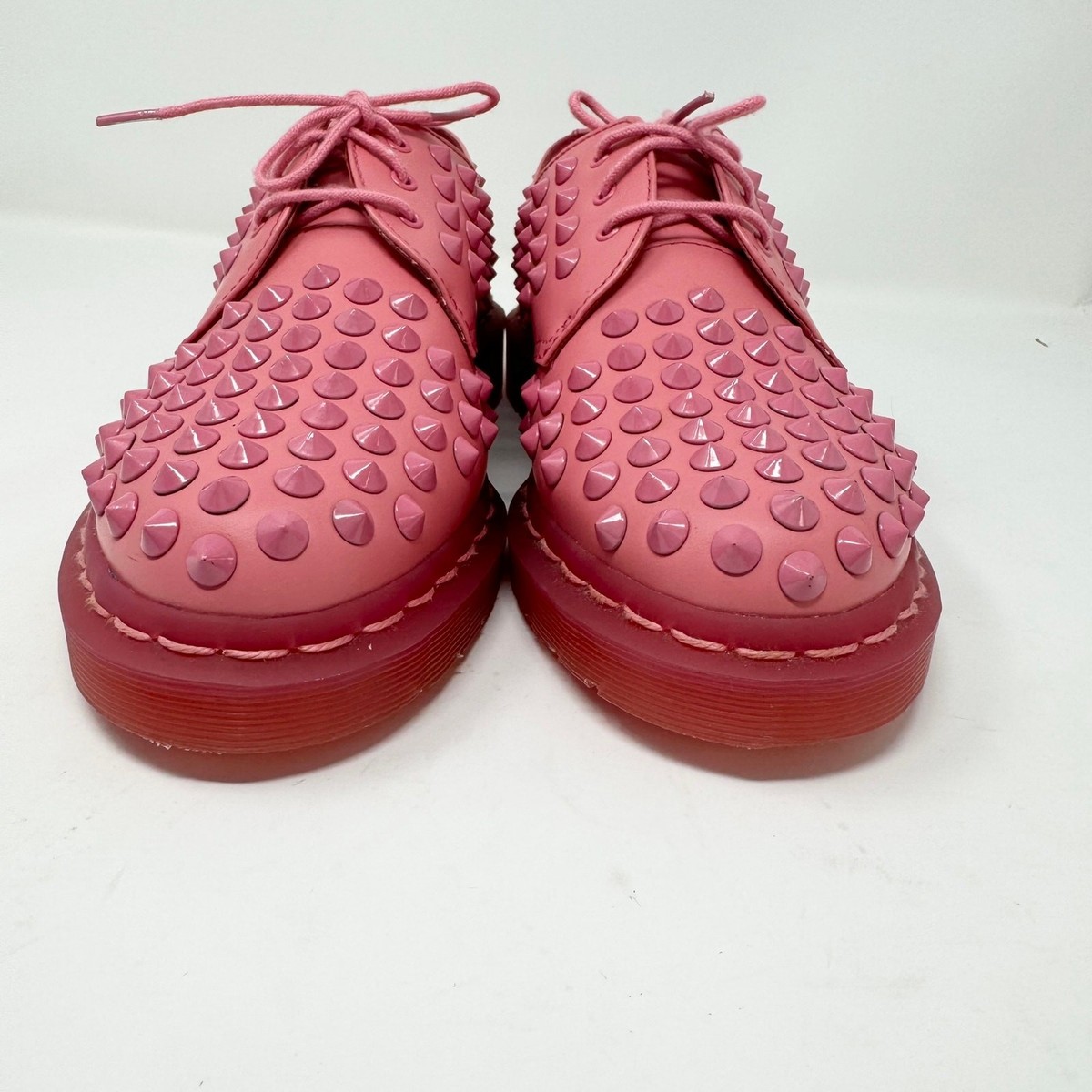 Dr. Martens Harlen in Acid Pink Smooth Studded Spike Shoes