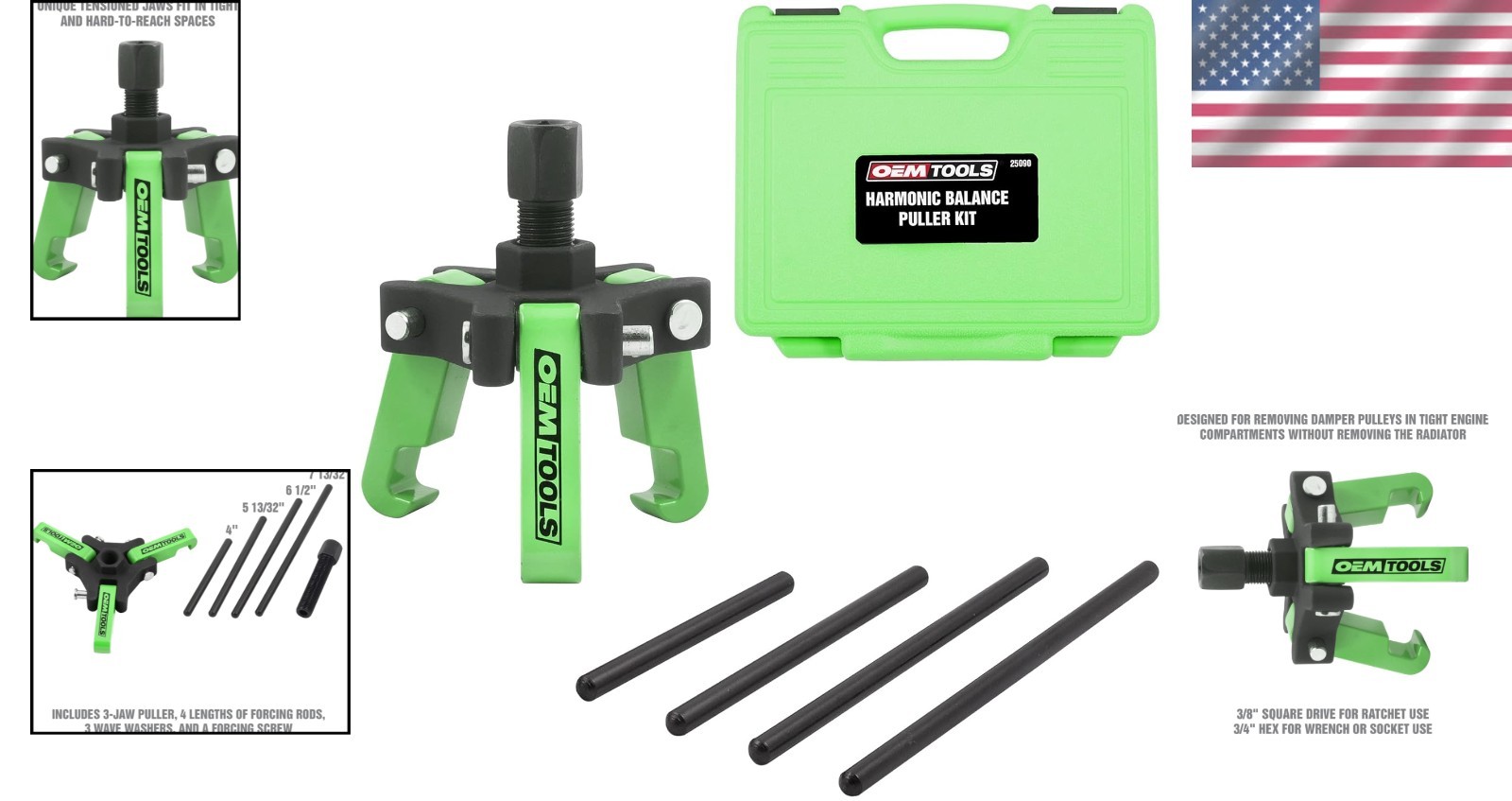 Compact Harmonic Balancer Puller Kit in Portable Case for Engine Efficiency thumbnail 2