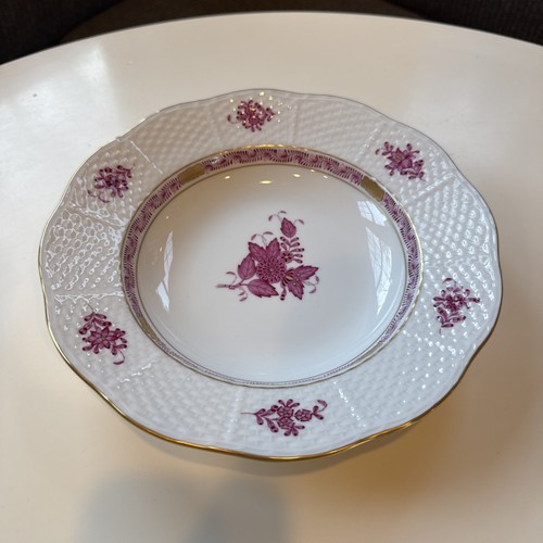 Herend Chinese Bouquet Raspberry Rimmed Soup Bowl, 10 Avail